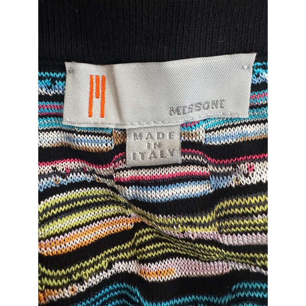 M Missoni Y2K Vintage Knit Cardigan Duster Multi-Color Wave Tie Front Size 4 NEW - Picture 8 of 12